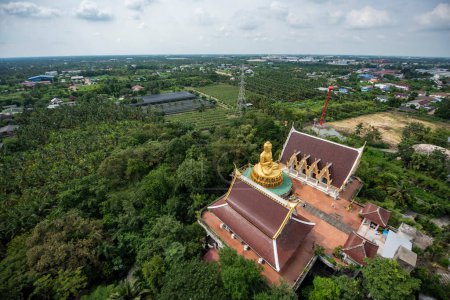 View from the Tower of Wat Sam Phram or Dragon Temple near city and Province Nakhon Pathom in Thailand.  Thailand, Nakhon Pathom, November 12, 2023
