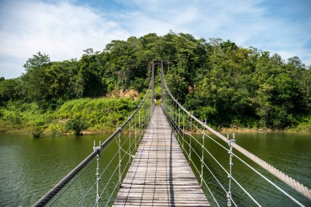Bridge with landscape at the Lake Kaeng Krachan Dam in the Kaeng Krachan National Park in the Province of Phetchaburi in Thailand at November 19, 2023