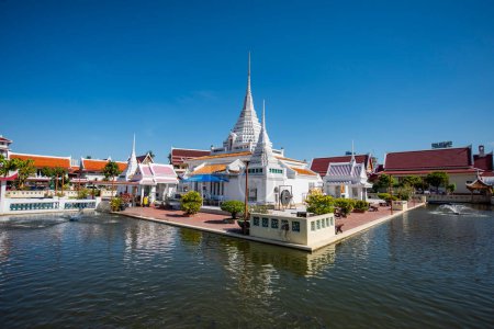 Wat Prot Ket Chettharam in the Town of Phra Pradaeng near the city and Province Samut Prakan in Thailand.  Thailand, Samut Prakan, December 7, 2023