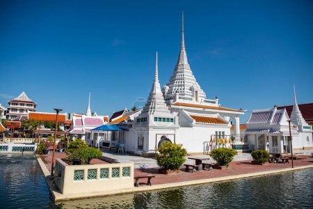 Wat Prot Ket Chettharam in the Town of Phra Pradaeng near the city and Province Samut Prakan in Thailand.  Thailand, Samut Prakan, December 7, 2023