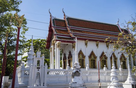 Wat Phaya Prap Patchamit in the Town of Phra Pradaeng near the city and Province Samut Prakan in Thailand.  Thailand, Samut Prakan, December, 7, 2023