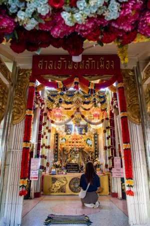 Photo for Thailand, Samut Prakan - December, 7 2023: City Pillar Shrine in the Town of Phra Pradaeng near the city and Province Samut Prakan in Thailand. - Royalty Free Image