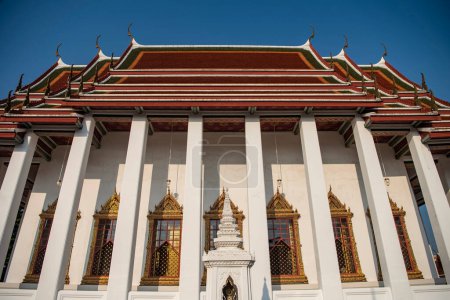 the Wat Ratchanatdaram Worawihan in Banglamphu in the city of Bangkok in Thailand.  Thailand, Bangkok, December, 10, 2023