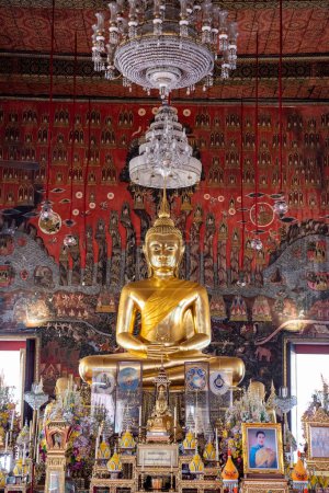 Photo for The Buddha in the Wat Saket in Banglamphu in the city of Bangkok in Thailand.  Thailand, Bangkok, December, 10, 2023 - Royalty Free Image