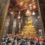 the Big Buddha of Wat Suthat Thepwararam Ratchaworamahawihan in Banglamphu in the city of Bangkok in Thailand.  Thailand, Bangkok, December, 9, 2023