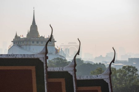 Photo for The Chedi of the Golden Mount at Wat Saket in Banglamphu in the city of Bangkok in Thailand.  Thailand, Bangkok, December, 10, 2023 - Royalty Free Image