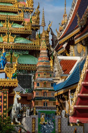 Photo for The Wat Waramartaya Punthasatharam in Thonburi in the city of Bangkok in Thailand.  Thailand, Bangkok, December, 4, 2023 - Royalty Free Image