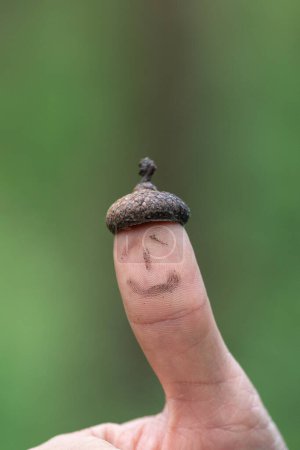 Photo for 1 thumb as a finger puppet with hat - Royalty Free Image