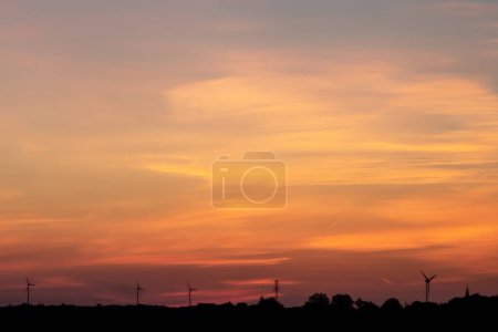 Photo for Sunrise with beautiful cloudscape and landscape silhouette - Royalty Free Image