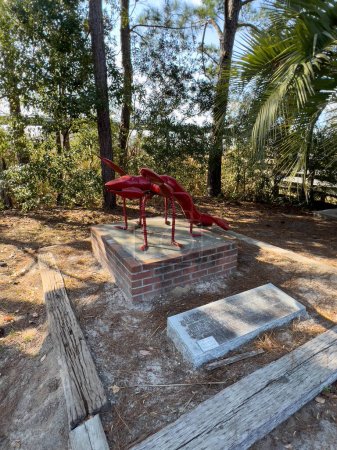 Photo for Woodbine, GA - February 25, 2023:  A crawfish sculpture at a boat ramp park near the town of Woodbine, Georgia. - Royalty Free Image