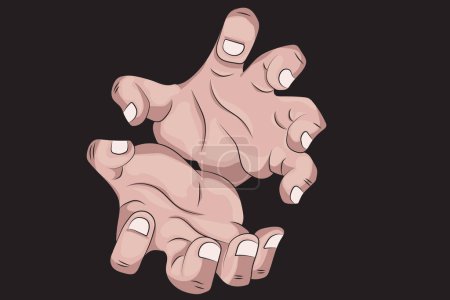 Illustration for Anime hands with energy in the hands. Vector anime hands. - Royalty Free Image