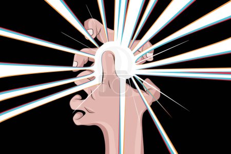 Anime hands with energy in the hands. Vector anime hands