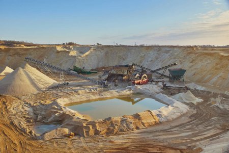 Photo for Huge sand Quarry in Denmark at sunset. - Royalty Free Image