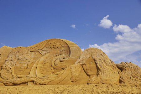 Photo for Sondervig, Denmark, May 21, 2023: International Sand Sculpture Festival. - Royalty Free Image