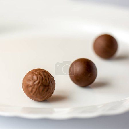 Foto de Pralinés de chocolate sobre fondo blanco - Imagen libre de derechos