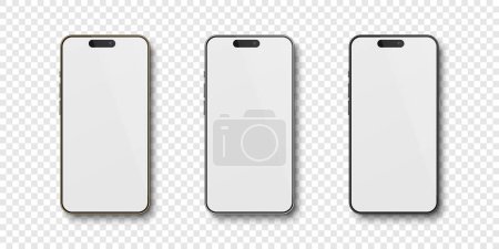 Vector 3d Realistic Golden, Black, Gray Steel Modern Smartphone Design Template Set Closeup Isolated. Mobile Phone Mockup. Telephone Device UI UX, Phone in Top View.