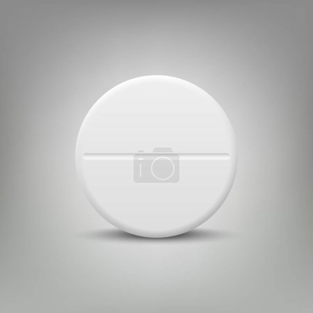 Vector 3d Realistic White Round Pharmaceutical Medical Pill, Capsule, Tablet Isolated. Pill in Front View. Simple Standart Pill, Medical Concept.