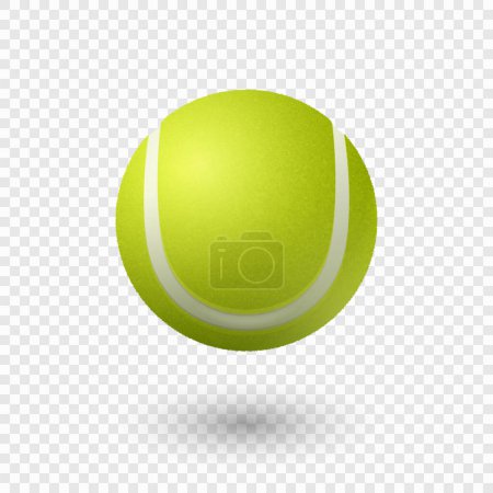 Illustration for Vector 3d Realistic Green Textured Tennis Ball in Flight Icon Closeup Isolated. Tennis Ball Design Template for Sports Concept, Competition, Advertisement. Front View. Vector Illustration. - Royalty Free Image