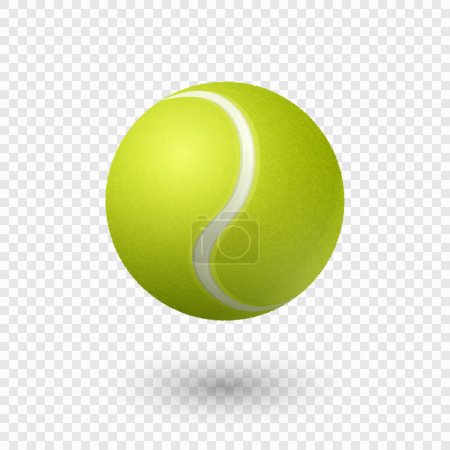 Illustration for Vector 3d Realistic Green Textured Tennis Ball in Flight Icon Closeup Isolated. Tennis Ball Design Template for Sports Concept, Competition, Advertisement. Front View. Vector Illustration. - Royalty Free Image