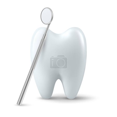 Téléchargez les illustrations : Miroir d'inspection dentaire réaliste vectoriel 3d pour dents avec icône dentaire isolées sur fond blanc. Outil de dentiste médical. Modèle de conception, Clipart. Concept de santé dentaire
. - en licence libre de droit