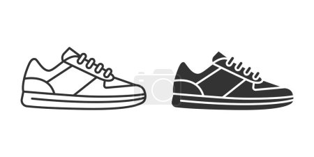 Ilustración de Flta Vector Silhouette Zapatillas o Sneakers Icon Set Aislado. Iconos de calzado. - Imagen libre de derechos