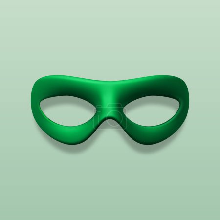 Vector 3d Realistische Blank Green Hero Carnival Augenmaske Icon Closeup Isolated. Heldenmaske für Karneval, Party, Maskerade Brille. Design-Vorlage für Karneval, Party-Ball-Konzept. Frontansicht.