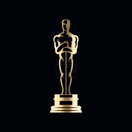 Illustration for Golden Figurine, Award Prize, Cinematography Film Award Statue. Vector Illustration. - Royalty Free Image