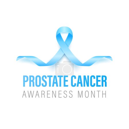 Illustration for Prostate Cancer Banner, Card, Placard with Vector 3d Realistic Blue Ribbon on White Background. Prostate Cancer Awareness Month Symbol Closeup, September. World Prostate Cancer Day Concept. - Royalty Free Image