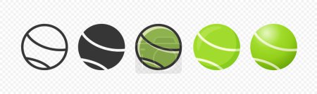 Flat Vector Tennis Ball Icon Set. Tennis Ball Design Template, Clipart for Sports Concepts, Competition Promotions, Advertisements, Graphics for a Tennis Event, Sports Content, Products, Logo.