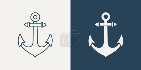 Vector Anchors. Anchor Silhouette Icon Set. Anchor with Outline. Anchor Design Template. Vector Illustration.