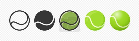 Flat Vector Tennisball Icon Set vorhanden. Design-Vorlage für Tennisbälle, Cliparts für Sportkonzepte, Wettbewerbsaktionen, Werbung, Grafiken für ein Tennisevent, Sportinhalte, Produkte, Logo.