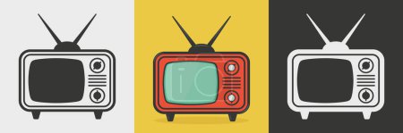 Vector Vintage TV Icon Set. Vintage TV Design Template. Retro TV Symbol for Web, Logo, App, UI etc. Vector Illustration.