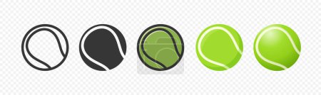 Set de iconos de pelota de tenis de vectores planos. Plantilla de diseño de pelota de tenis, Clipart para conceptos deportivos, Promociones de la competencia, Anuncios, Gráficos para un evento de tenis, Contenido deportivo, Productos, Logo.