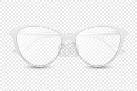 Vector 3d Realistic White Round Frame Glasses Isolated. Sunglasses, Lens, Vintage Eyeglasses in Front View. Design Template for Optics and Eyewear Branding Concept.