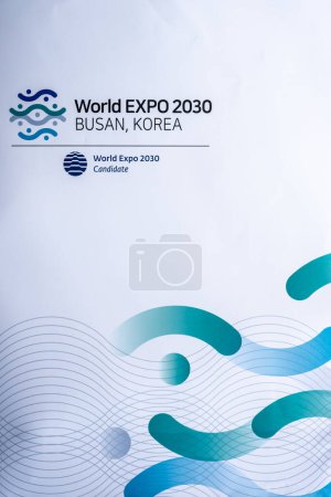 Foto de Cartel promocional de candidatura de Busan World Expo 2030 en Seúl 19 octubre 2022 - Imagen libre de derechos
