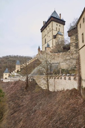 Photo for Karlstejn famous gothic Bohemian castle near Prague capital of Czech Republic built by Holy Roman Emperor Charles IV - Royalty Free Image