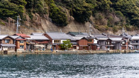 Traditional wooden fishermen Funaya boathouses in Ine north Kyoto prefecture on the Sea of Japan
