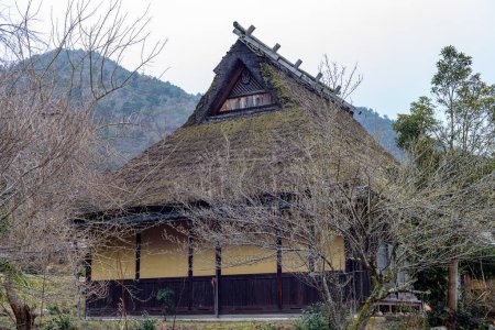 Traditional thatched roof houses of Miyama village in Kyoto Prefecture in Japan, made using kayabuki grass roofing technique, a UNESCO Intangible Cultural Heritage on 17 February 2024