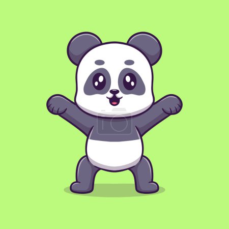 Téléchargez les illustrations : Illustration d'icône de dessin animé panda mignon - en licence libre de droit