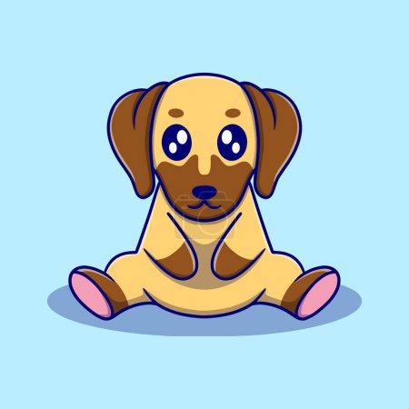 Ilustración de Lindo perro pequeño icono de dibujos animados ilustración. pegatina divertida para niños - Imagen libre de derechos