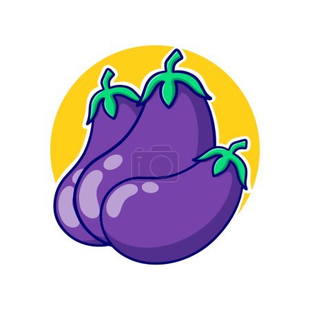 Illustration for Cute eggplants cartoon icon illustration. funny illustration logo for business - Royalty Free Image