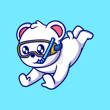 Illustration for Cute white bear cartoon icon illustration. funny character for stickers and business - Royalty Free Image