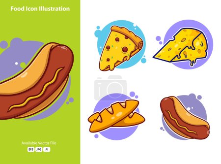 Téléchargez les illustrations : Illustration d'icône de dessin animé alimentaire mignon. cadeaux drôles pour autocollants - en licence libre de droit