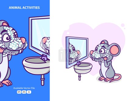 Illustration for Animal activities in the bathroom - Royalty Free Image