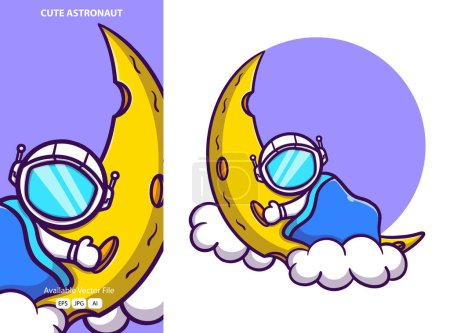 Illustration for Cute astronaut cartoon icon illustration. funny gifts for stickers - Royalty Free Image