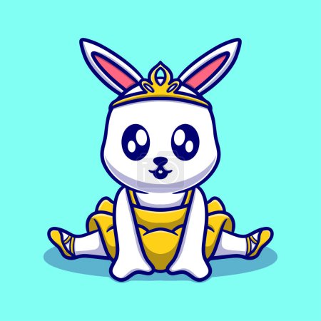 Illustration for Cute ballet bunny cartoon icon illustration - Royalty Free Image
