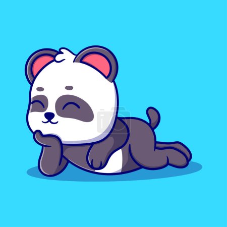 Téléchargez les illustrations : Mignon dessin animé panda icône illustration. drôle animal pour un autocollant - en licence libre de droit