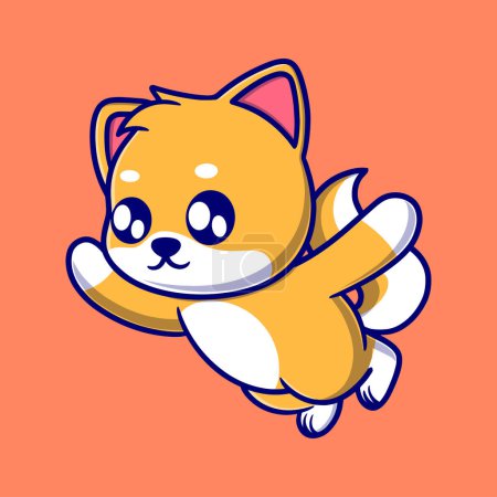 Illustration for Cute fly dog cartoon icon illustration - Royalty Free Image