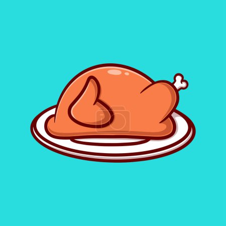 Illustration for Chicken cartoon icon illustration. funny sticker for gifts - Royalty Free Image