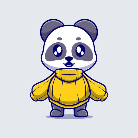 Illustration for Cute panda holding a sweeter cartoon vector icon illustration. animal nature icon concept isolated premium vector. flat design - Royalty Free Image
